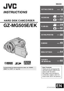 JVC GZ MG 505E manual. Camera Instructions.